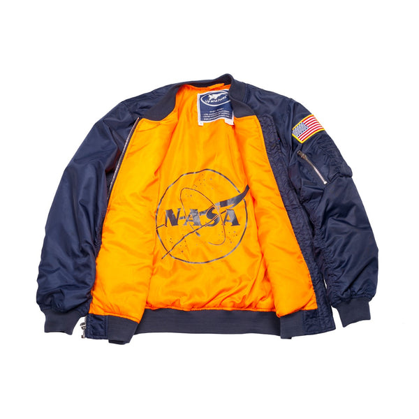 dentro Adentro gatito NASA Navy Bomber Jacket Adult – Space Shuttle Endeavour Store