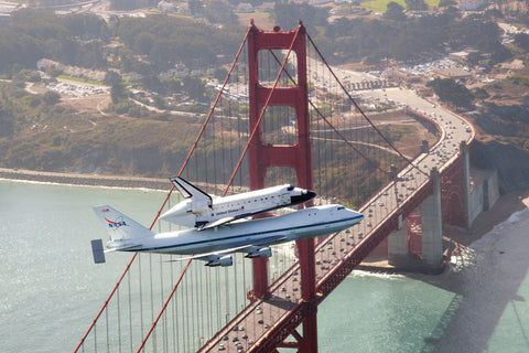 Endeavour Over Golden Gate Bridge Postcard