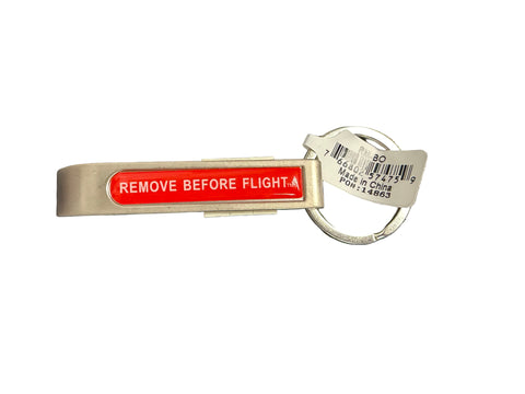Keychain with 'REMOVE BEFORE FLIGHT' text.