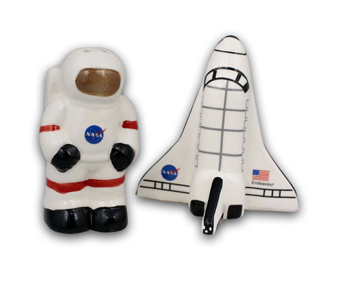 Shuttle/Astronaut Ceramic Salt and Pepper Shakers